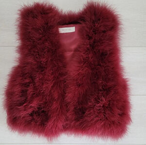 Vintage Burgundy Feather Vest - Saltburn Rock n Roll Festive Festival